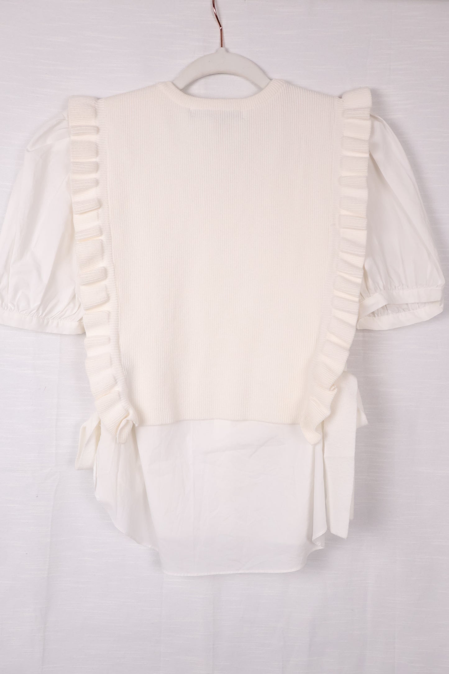 White Blouse with Sleeveless Crème Sweater