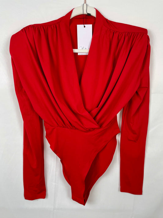 Red Long-Sleeve Bodysuit