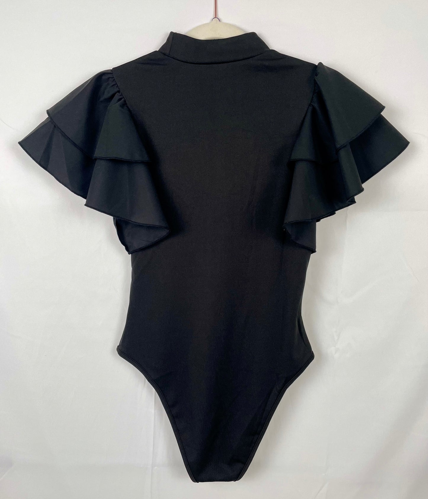 Ruffle Black Bodysuit
